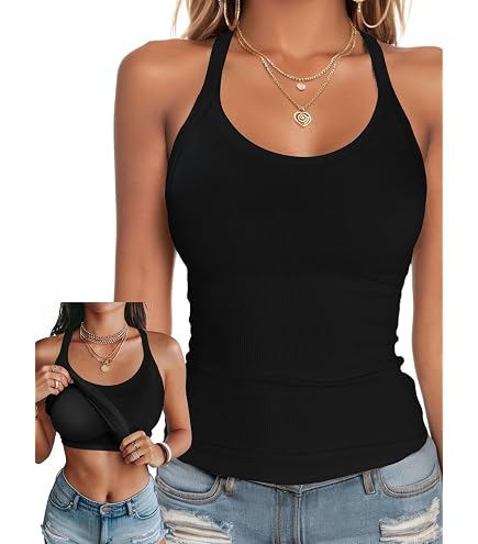 SOLY HUX Women's Camisole Tops with Built in Bra 3 Packs Lace Trim
